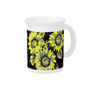 Change the Color Sunflowers b&w Beverage Pitcher