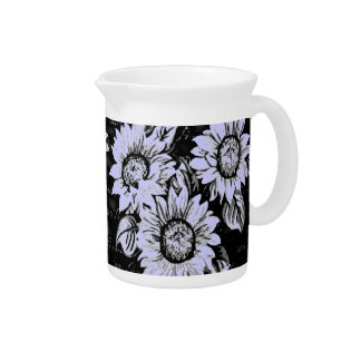 Change the Color Sunflowers b&w Beverage Pitcher