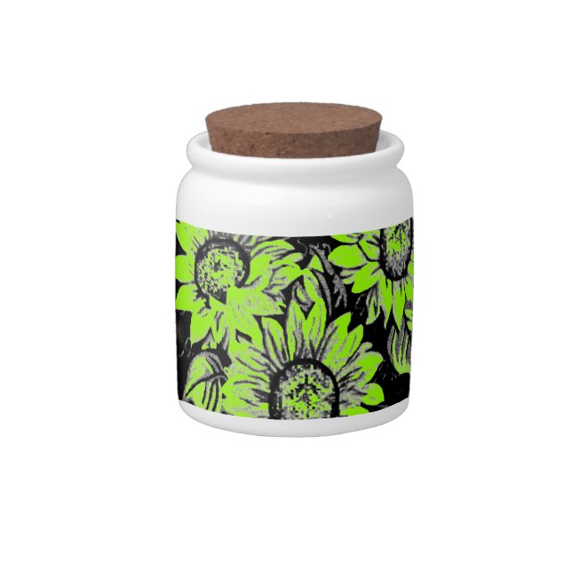 Change the Color Sunflowers b&w Candy Jar (Right)