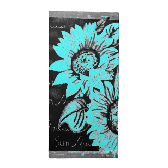 Change the Color Wacky Sunflower b&w Napkin (Half Fold)