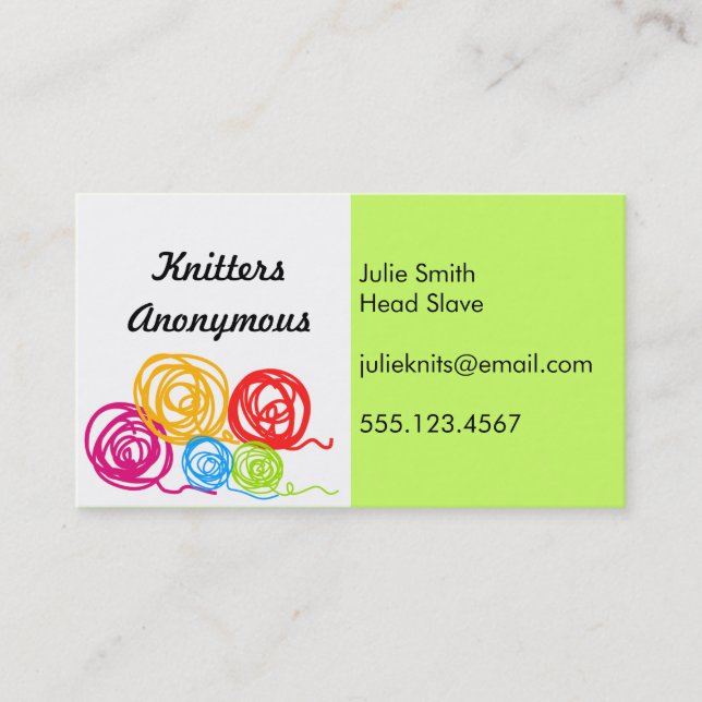 Change the color - yarn balls Business Cards (Front)