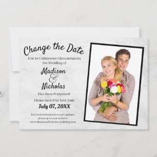 Change the Date Add Photo Wedding Grey Parchment Save The Date