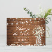 Change the Date Baby's Breath Rustic Bridal Shower Invitation (Standing Front)