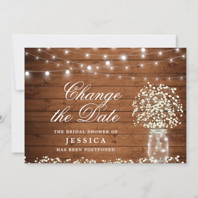 Change the Date Baby's Breath Rustic Bridal Shower Invitation (Front)