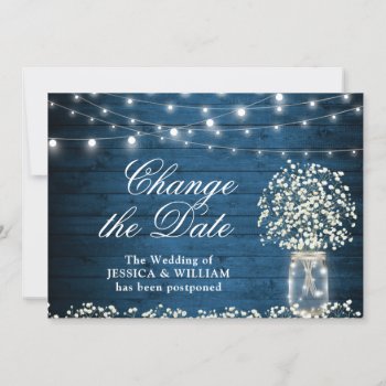 Change The Date Baby's Breath String Lights Rustic Invitation by Elle_Design at Zazzle