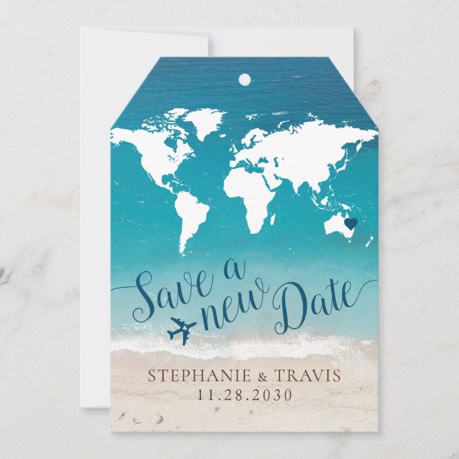Change the Date Beach Destination Wedding Tag (Front)