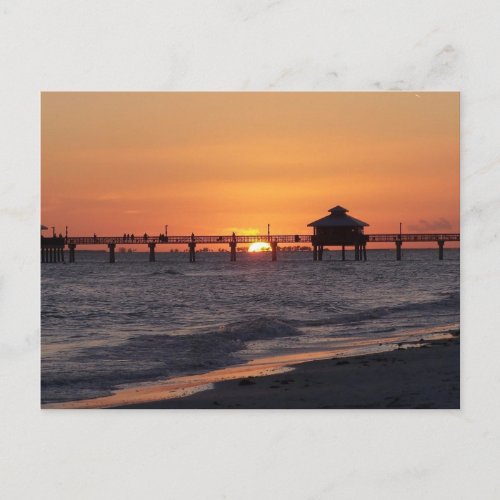 Change the Date Beach Wedding Sunset Announcement Postcard