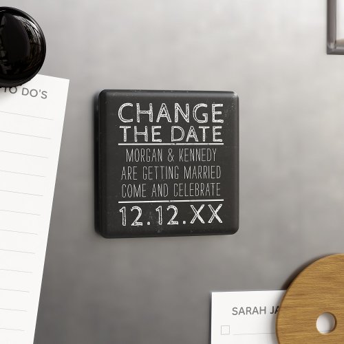 Change The Date Black and White Wedding Magnet