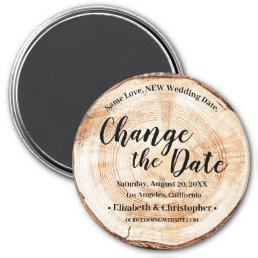 Change the Date Botanical Wood Rustic Wedding Magnet