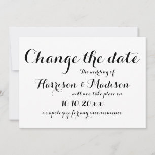 Change the Date, Calligraphy Wedding Announcement