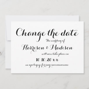 Change the Date, Calligraphy Wedding Announcement