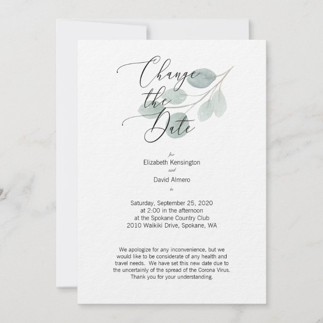 Change the Date Card Wedding (Front)