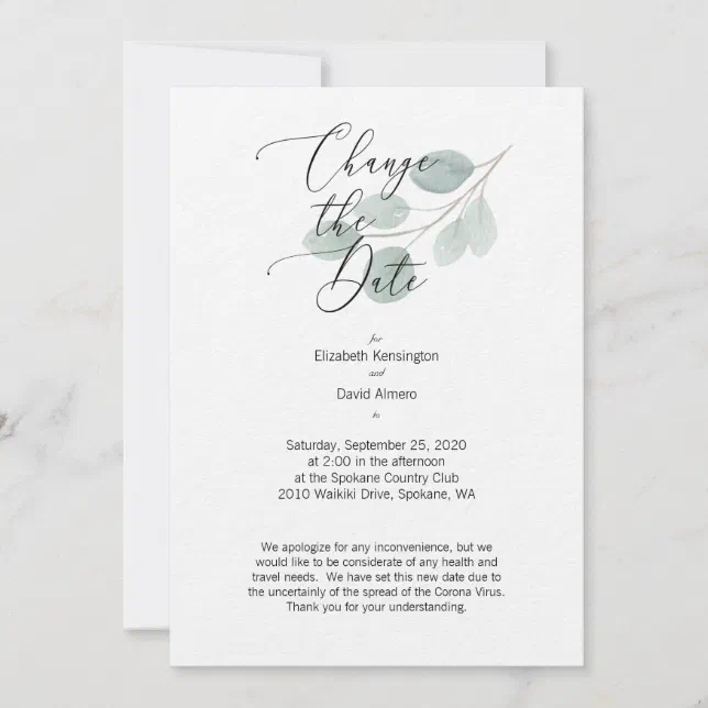 Change the Date Card Wedding | Zazzle