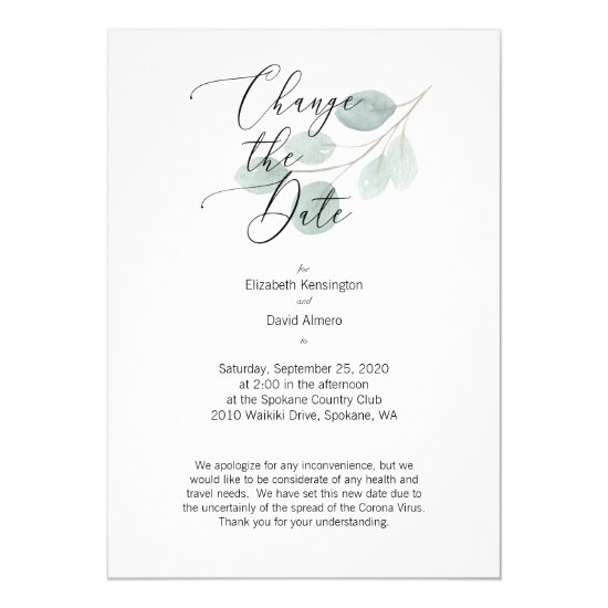 Change the Date Card Wedding