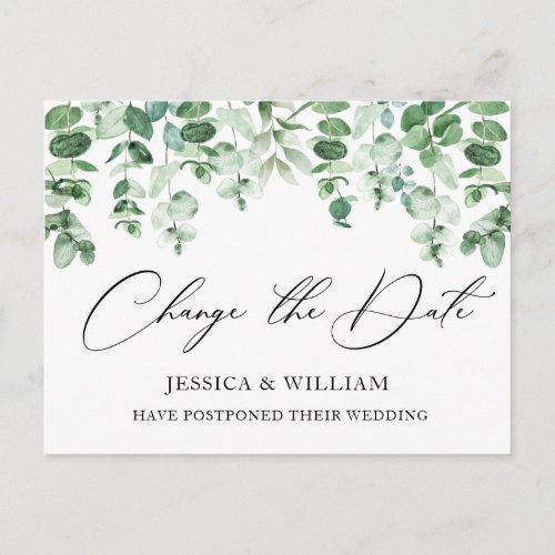 Change the Date Elegant Eucalyptus Wedding Postcard