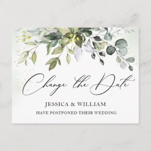 Change the Date Elegant Eucalyptus Wedding Postcard