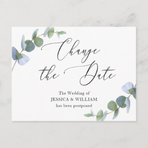Change the Date Elegant Eucalyptus Wedding Postcard