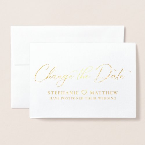 Change The Date Elegant Script Font Foil Card