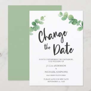 Change the Date Eucalyptus Postponed Cancelled Invitation