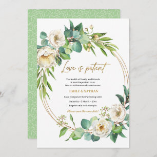 Change the date Gold and White floral Invitation