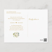 Change the Date Gold Script Green and White Floral Postcard (Back)