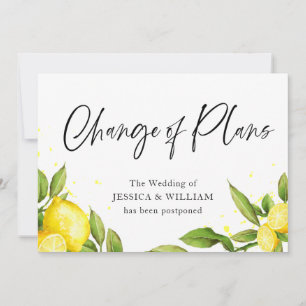 Change the Date Lemons Greenery Postponed Invitation