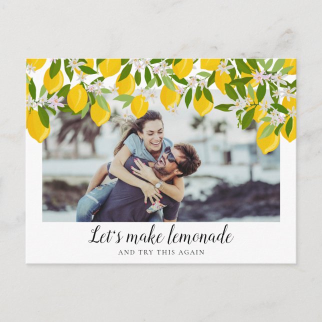 Change the Date Lemons Save the Date Photo Postcard (Front)