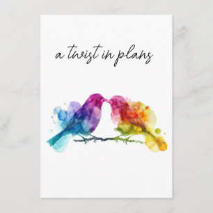 Change the date LGBTQ+ Rainbow Lovebirds Enclosure Card