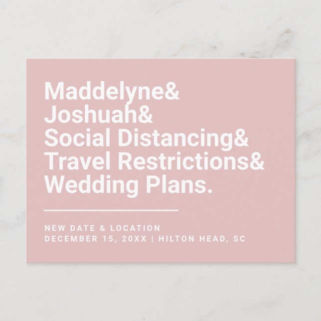 Change the Date Modern Ampersand Trendy Wedding Postcard (Front)