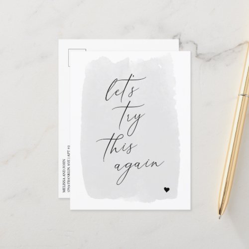 Change The Date Modern Calligraphy Grey Postcard