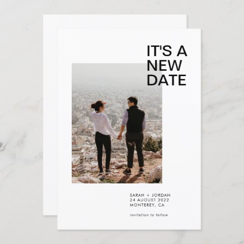 Change The Date Modern Simpe Typography Invitation