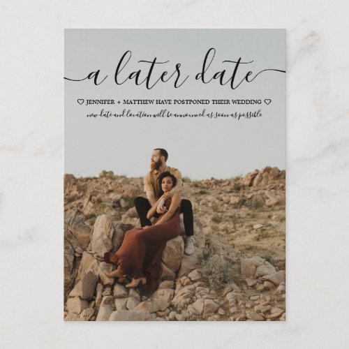 Change the Date Modern Typography Photo Announcement Postcard