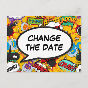 Change The Date New Plan Modern Fun Comic Postcard