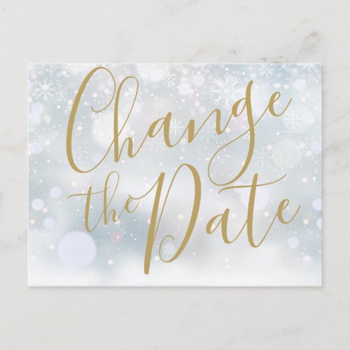 Change the Date New Plan Snowflakes Winter Event Postcard