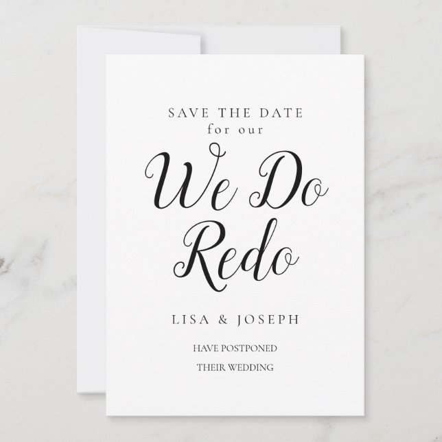 Change the Date Photo Wedding Postponed New Date Invitation (Front)