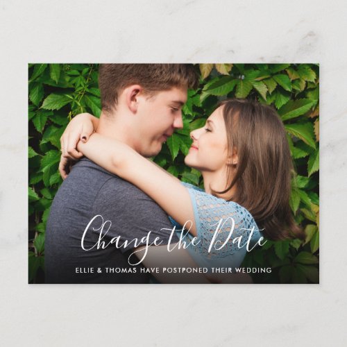 Change the Date Photo Wedding Postponed Postcard