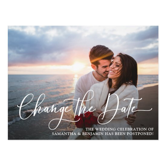 Change The Date Photo Wedding Postponement Postcard