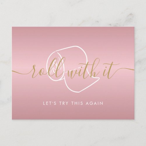 Change the Date Postponed Cancelled Chic Rose Gold Postcard