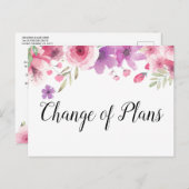 Change the Date Postponed Cancelled Event Floral Postcard (Front/Back)