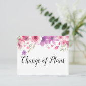 Change the Date Postponed Cancelled Event Floral Postcard (Standing Front)