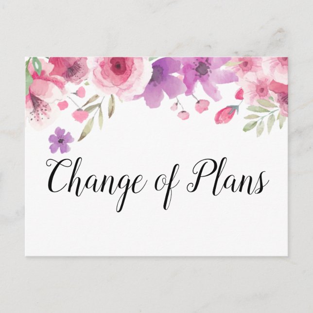 Change the Date Postponed Cancelled Event Floral Postcard (Front)