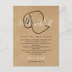 Change the Date Postponed Cancelled Rustic Photo Postcard