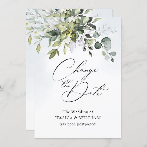 Change the Date Postponed Eucalyptus Chic Wedding Invitation