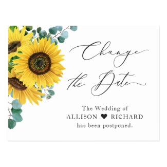 Change the Date Postponed Eucalyptus Sunflower Postcard