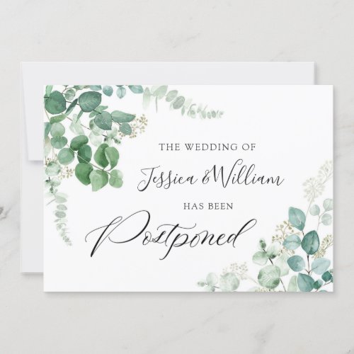 Change the Date Postponed Eucalyptus Watercolor Invitation