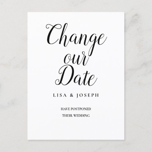 Change the Date Postponed Simple Elegant Announcement Postcard