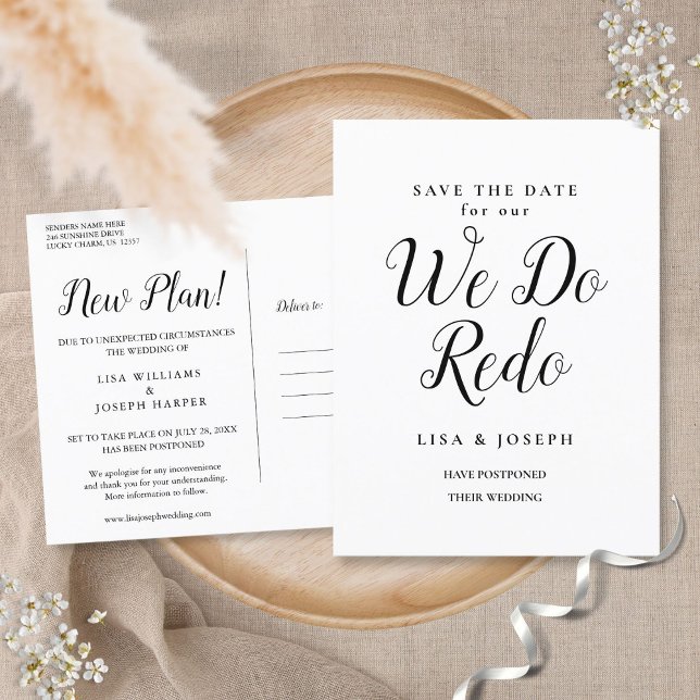 Change the Date Postponed We do Redo Announcement Postcard (Creator Uploaded)