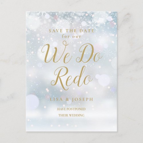 Change the Date Postponed We do Redo Winter Event Announcement Postcard