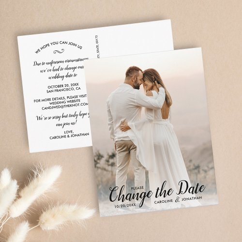 Change the Date Postponed Wedding 1 Large Photo Postcard