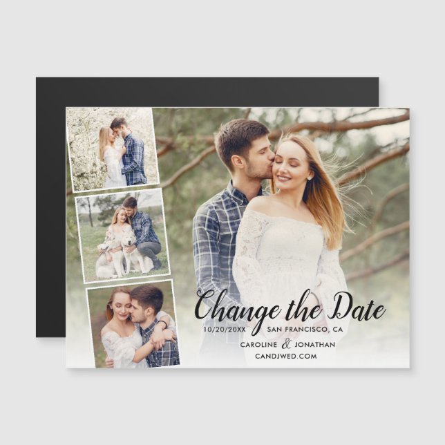 Change the Date Postponed Wedding Photo Collage (Front/Back)